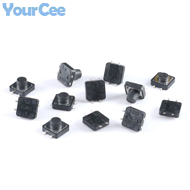 20PCS 12*12 Tactile Push Button Switch Micro Switch SMD 12x12 12/11/10/9.5/9/8.5/8/7.5/7/6/5/4.3MM Momentary Tact Switches 4Pins