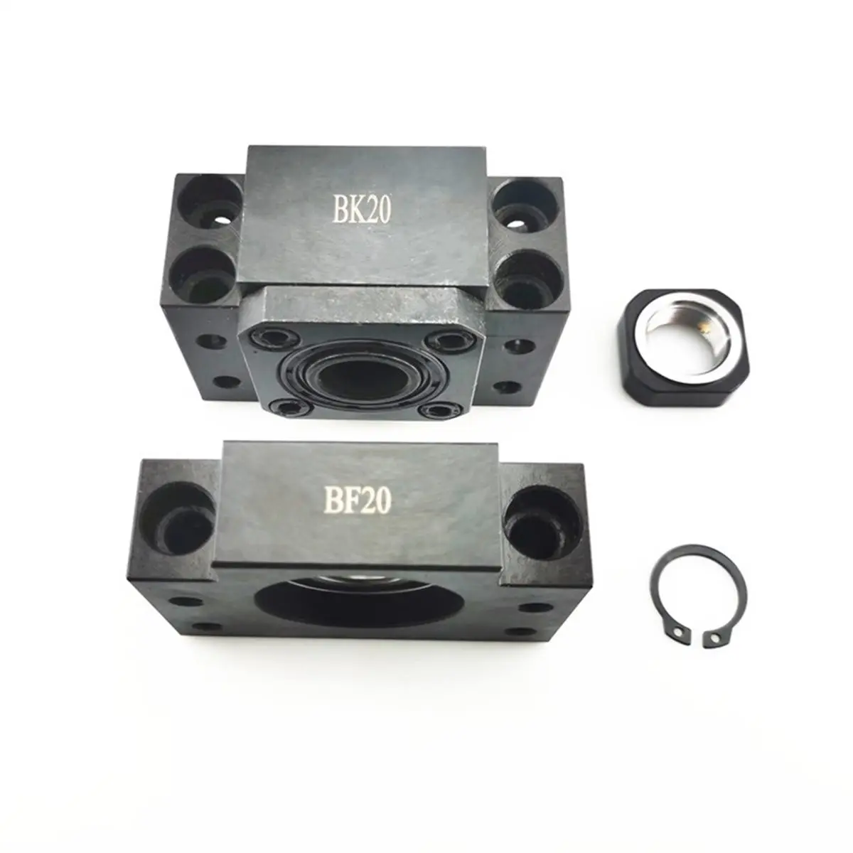 BK20 BF20 Ballscrew Support Units Kit Heavy Duty Ballscrew End Bearings Blocks with Locknut Snap Ring for CNC Router