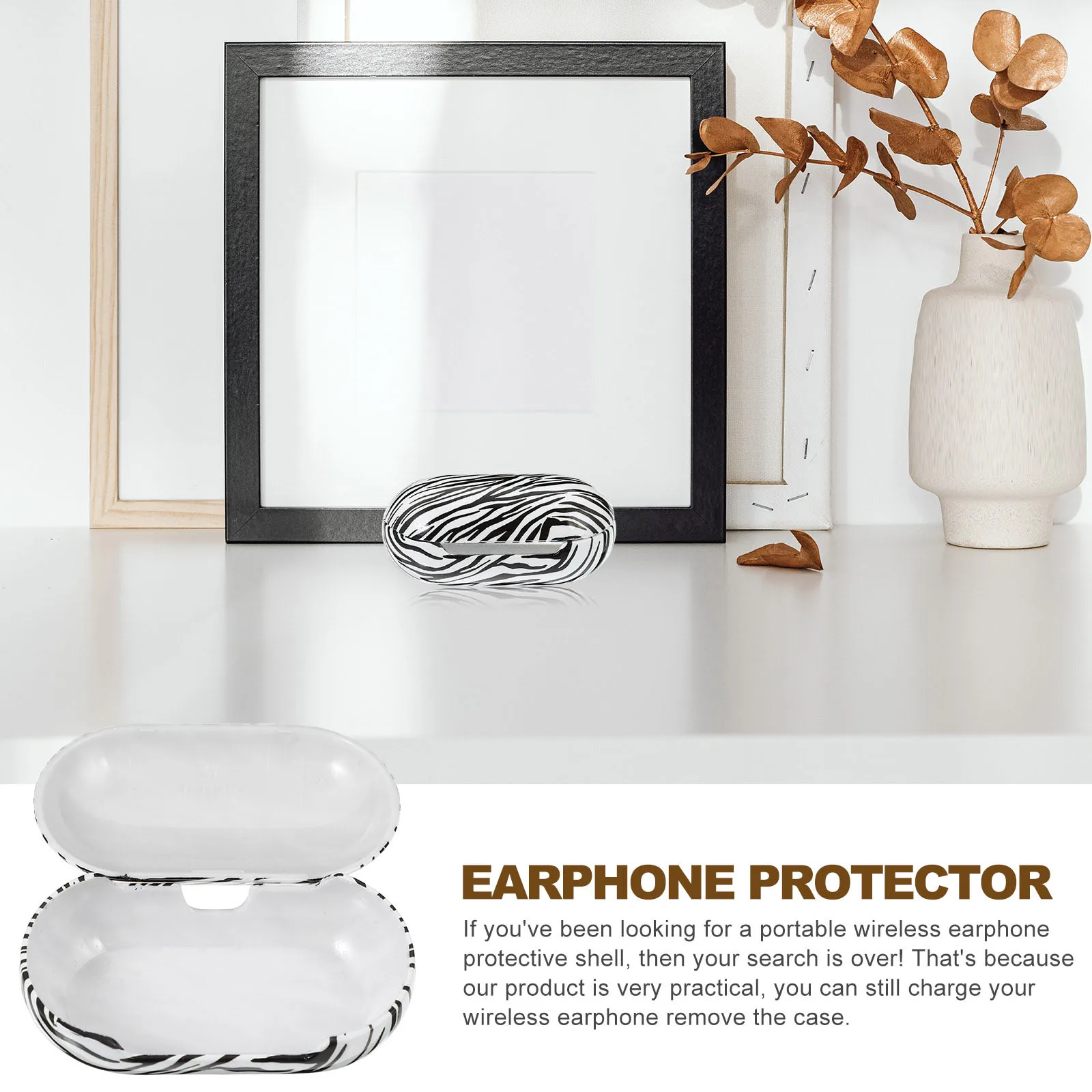 

Zebra Pattern Headphone Cover Protective Case for Wireless Earphones Waterproof Sweatproof Anti Vibration Design Compatible