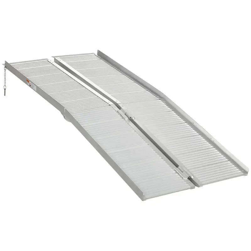 

Textured Aluminum Folding Wheelchair Ramp, 183 x 72 cm Portable Threshold Ramp, for Scooter Steps Home Stairs Doorways
