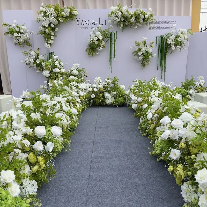 Garden Mori wedding floor row simulation flower floor row flower wedding background decoration layout road lead flower outdoor