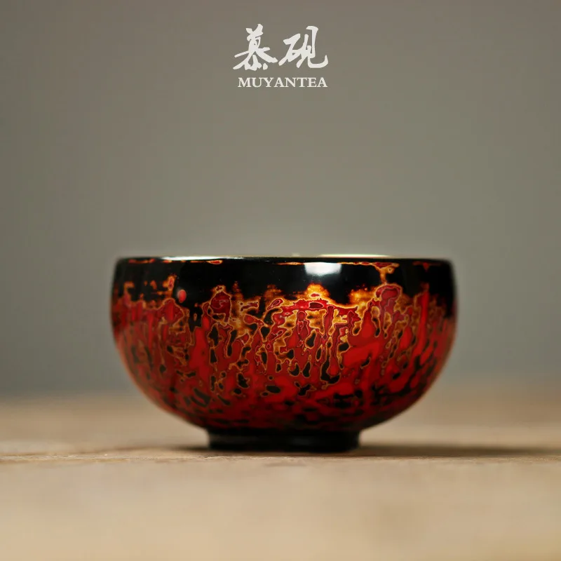 

Чайная чашка мастера Mu Tao Lacquerware, ручная работа Ван Шуня, керамическая чашка для чая Кунг-фу с 24-каратным золотым покрытием, чашка Yuhuo Bodhi