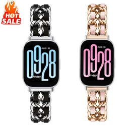 Luxury Leather+metal Band For Xiaomi Redmi Watch 5 Active Wristband Strap For Redmi Watch 5 Lite Correa 22mm Bracelet Accessorie