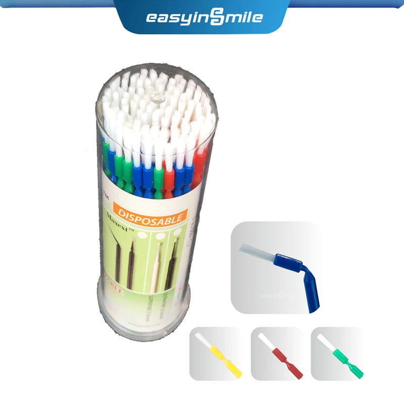 

100pcs/bottle Easyinsmile Dental Micro Applicators Brush Disposable Bendable Mixing Color