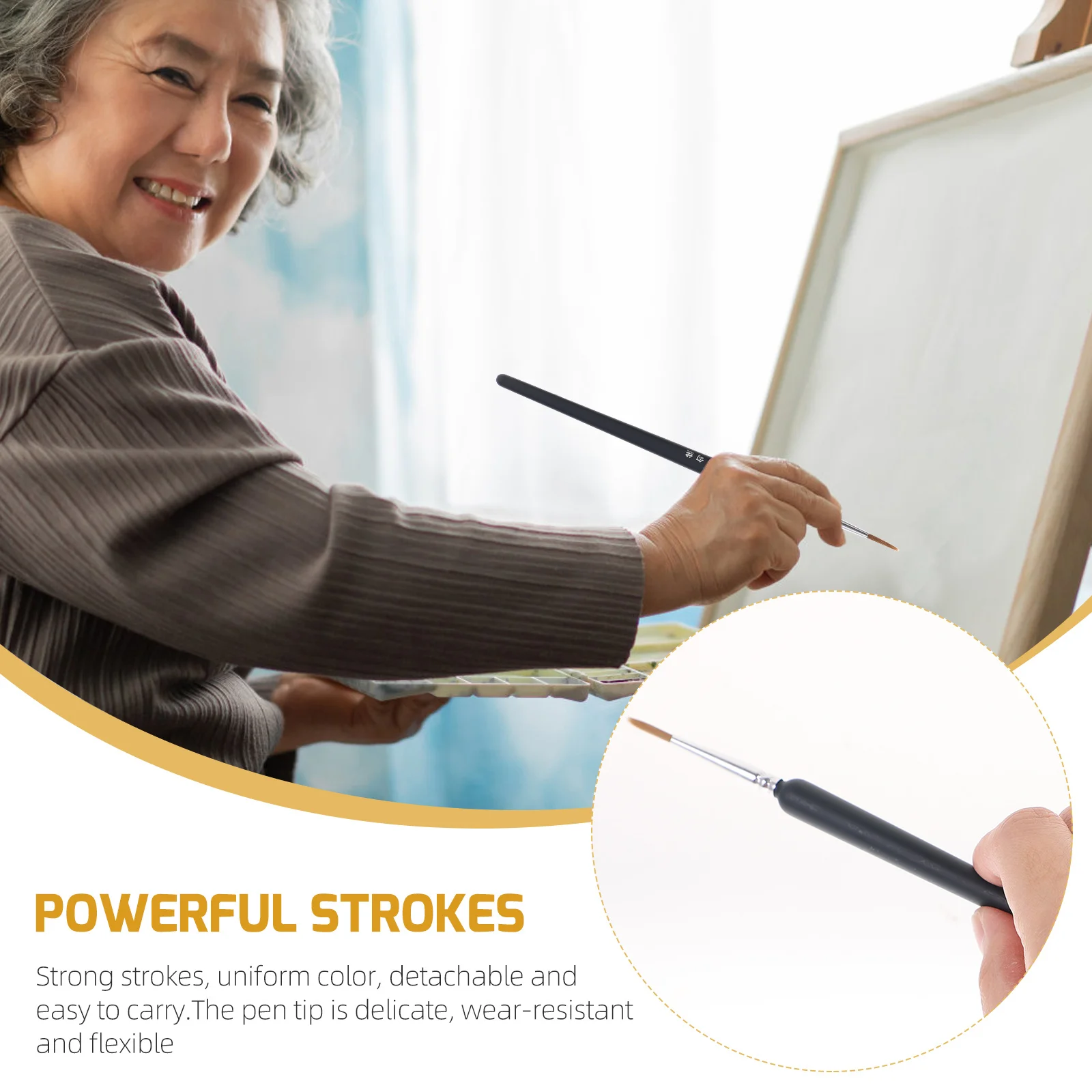 

3Pcs Wolf Hair Painting Brushes Set Fine Liners for Miniature Art Acrylic Oil Watercolor Multi-Surface Use Painting