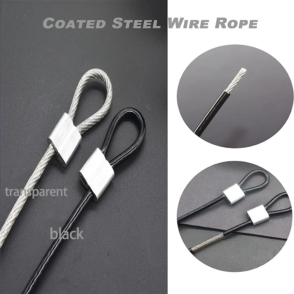 1.5-3mm Coated Steel Wire Rope Suspension Cable Lifting Component, Coated Short Rope Hanging Rope Lock Safety Lanyard Chain