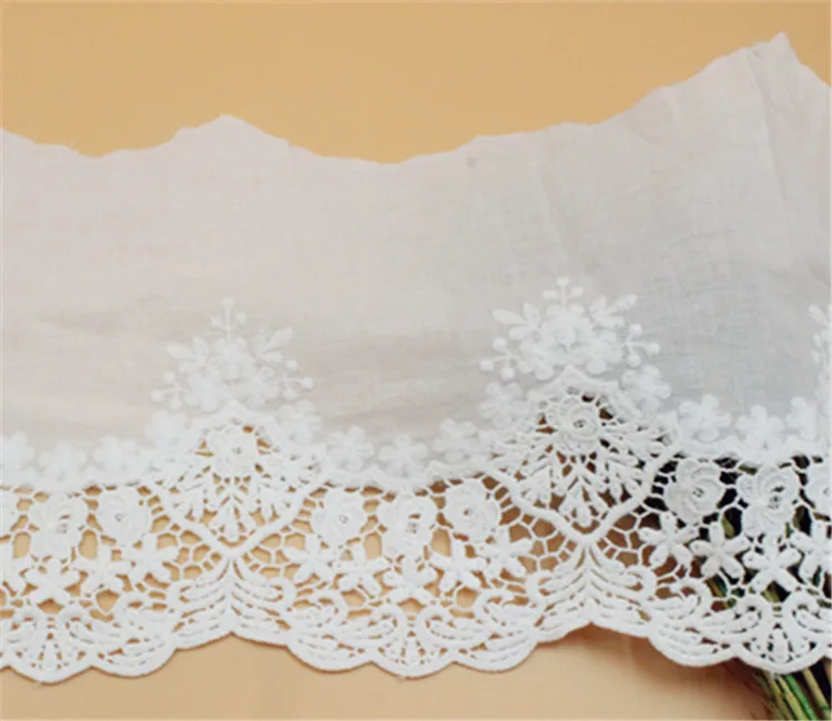 3yards/lot Width 20cm White100% Cotton Embroidered Lace Fabrics, Women\'s Clothing Diy Lace Trim, RS1797