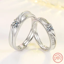 New Arrivals Women's 925 Sterling Silver High Quality Crystal Zircon Jewelry Fashion Couple Ring For Men XY0319
