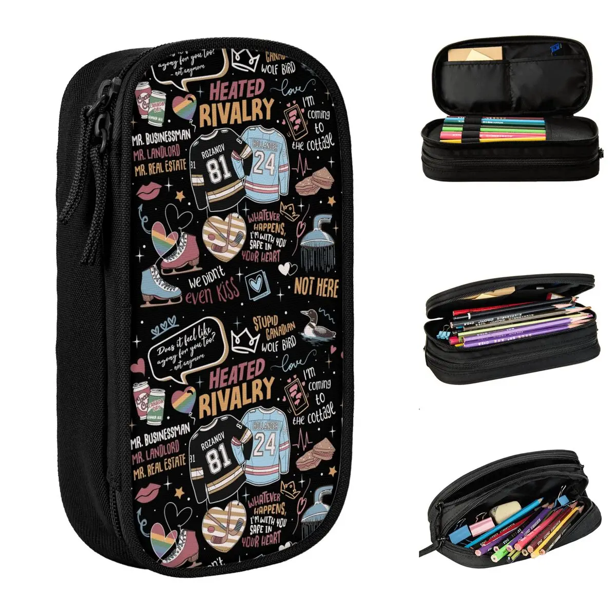 Cute Heated Rivalry Romance Pencil Cases Pencil Pouch Pen for Girls Boys Large Storage Bags School Supplies Gifts Stationery