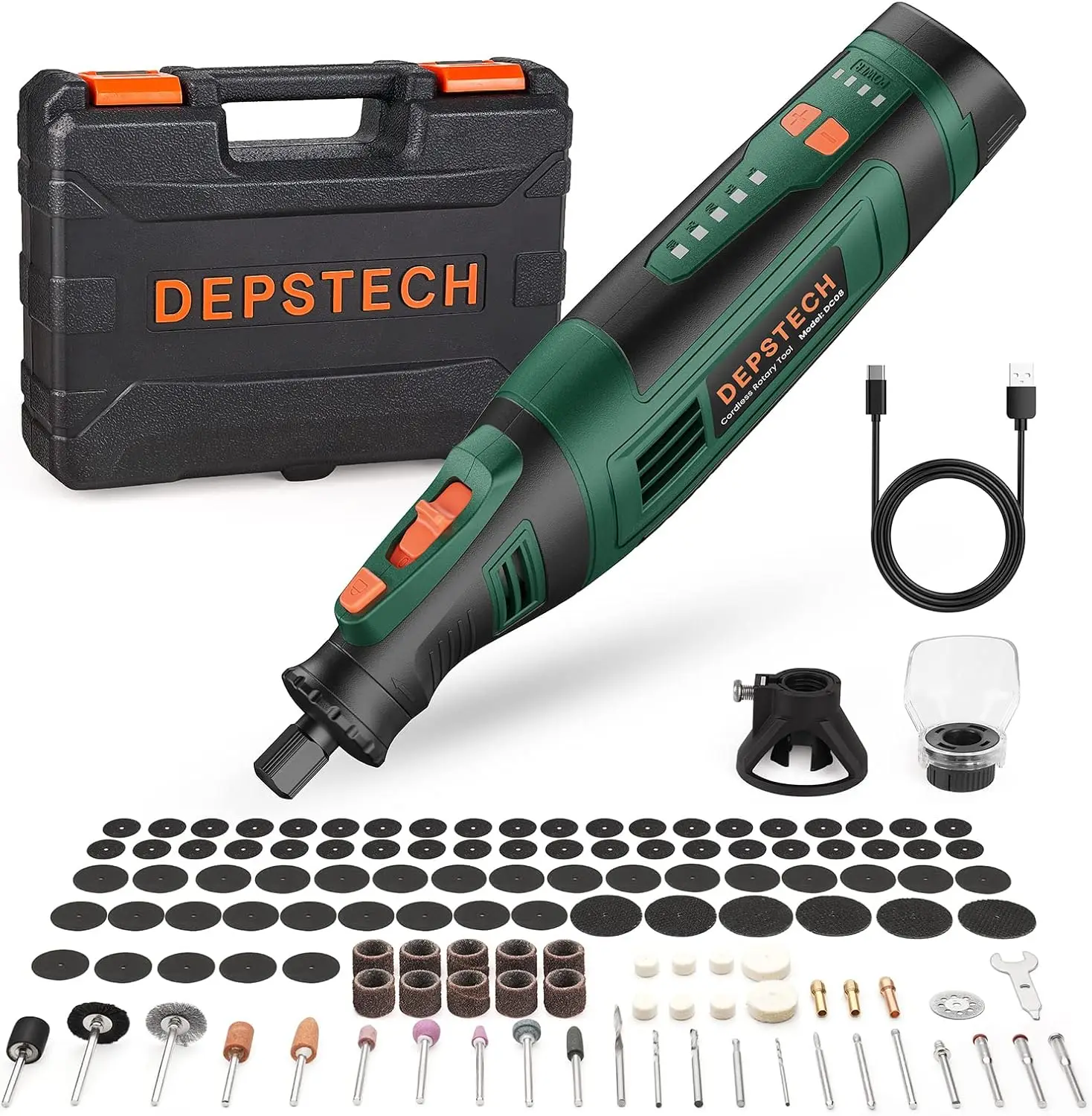 

Cordless Rotary Tool Kit, 8V 2.0Ah Rechargeable Battery, 30000RPM 5-Speed Multi Power Carving Tools, 127Pcs Accessories