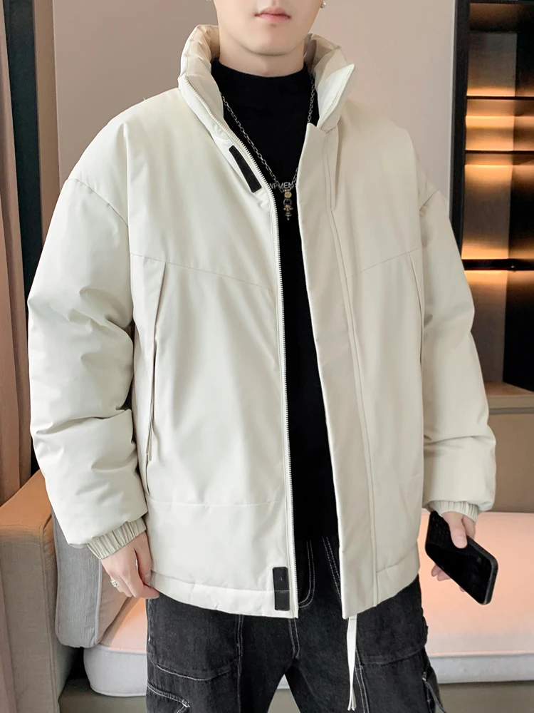 

Мужская зимняя повседневная утепленная куртка из хлопка и полиэстера, свободного кроя, с воротником-стойкой, модная, теплая, с длинными рукавами