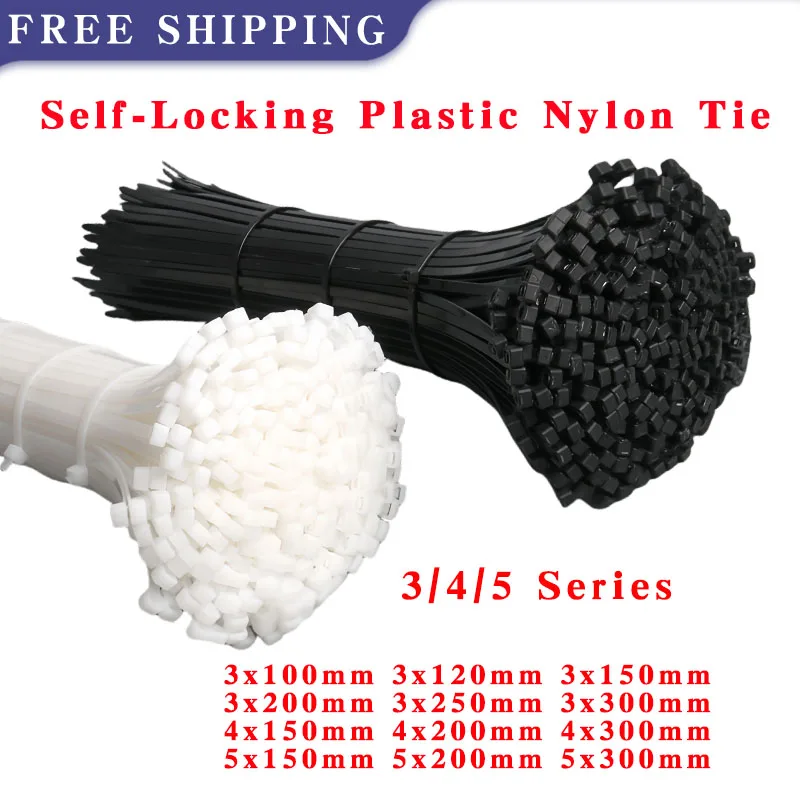 

1000PCS/Pack Self-Locking Plastic Nylon Tie Fastening Ring Cable Tie Industrial Supply Fasteners Zip Tie Ring Loop Wire Wrap