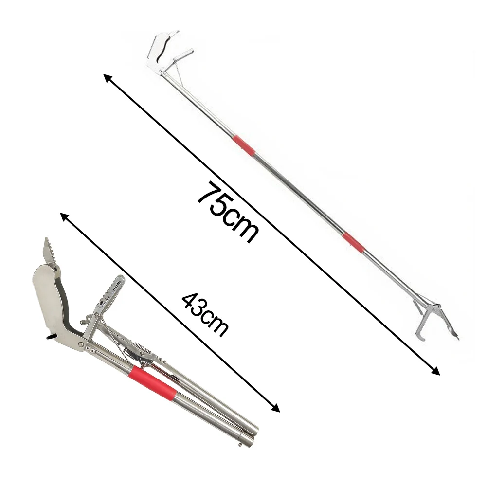 Stainless Steel Foldable Eel Grabber Clip Long Handle 75cm 127cm Portable Tool For Catching Slippery Fish Loach Crab