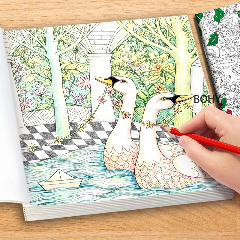 1 Large-sized Magic Forest Animal Coloring Book, Include Animal Mandala Thread Drafts Such As Elephants/owls/swans Etc, 24 Pages