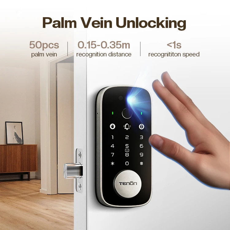 Digital Smart Home Lock App Control Password Card Passcode Keyless Combination Aluminum Cloud Steel/Aluminum Doors