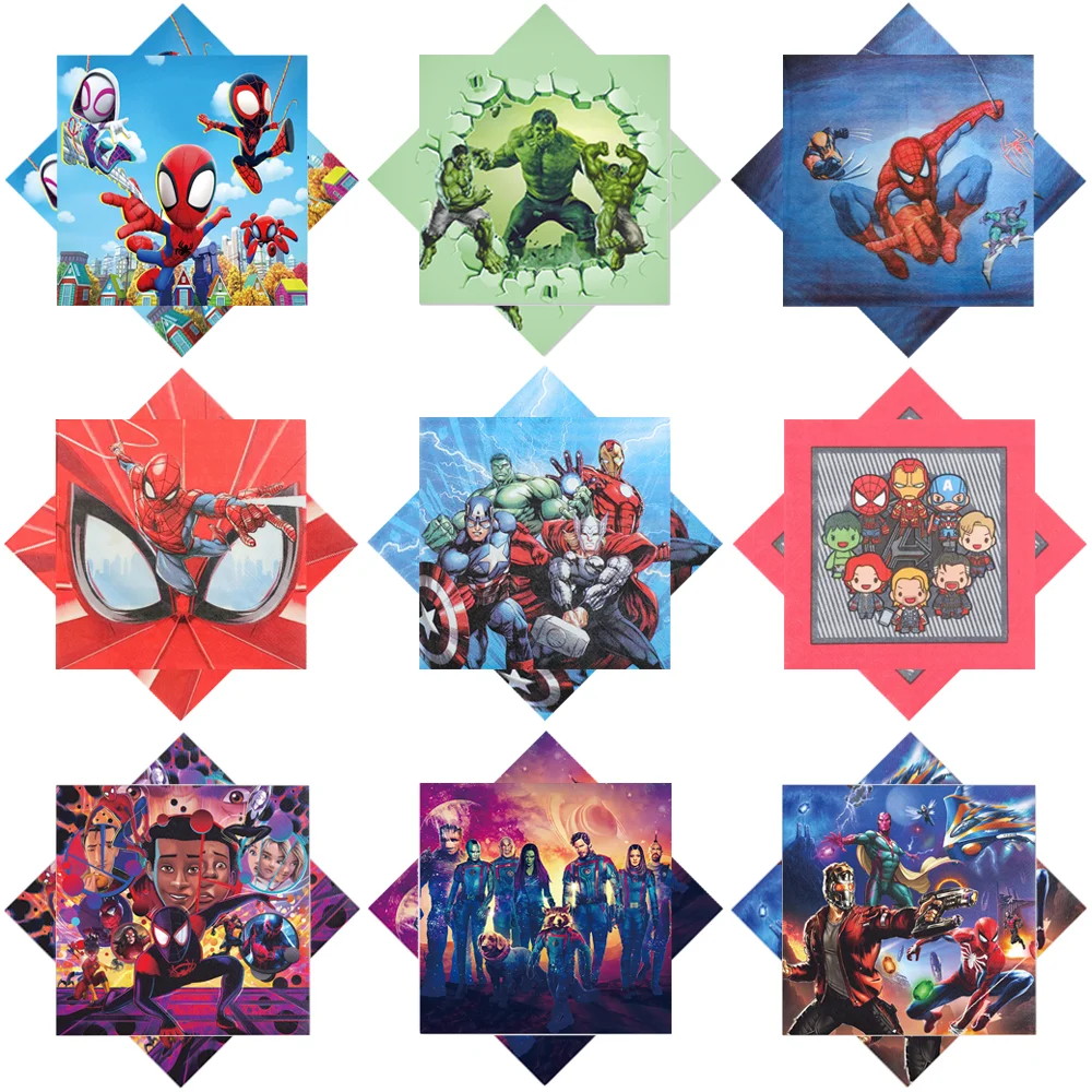 Guardanapo de Papel Descartável Disney-Avengers, Chuveiro Do Homem Aranha, Super-herói, Despedida De Solteira, Decoração De Casamento, 20 pcs