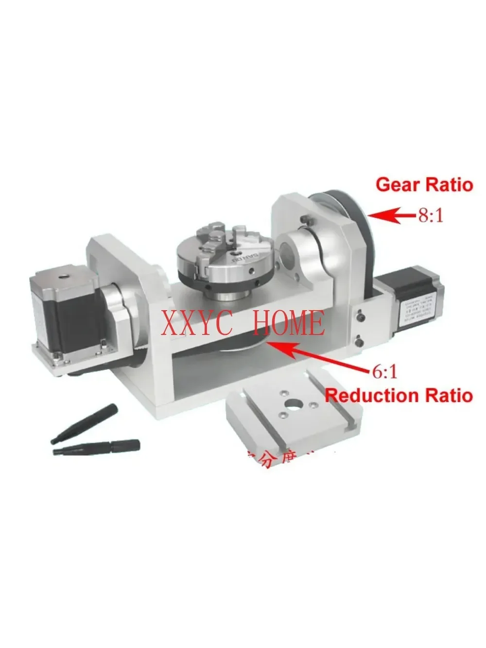 

CNC 4th Axis 5 Axis A Rotary Aixs Center Height 98mm 100mm Chuck T Slot Table 100*125MM Gear Ratio