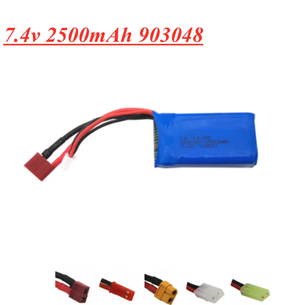 7.4 V 2500mAh 903048 2S Lipo BatteryT/JST/SM Plug per Wltoys V353 A949 A959 A969 A979 k929 7.4 V batteria per RC giocattoli auto parti