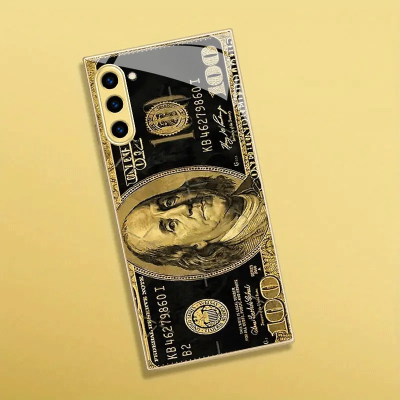 

Luxury Golden Dollar Design Pattern Glass Phone Case for Galaxy S26 /S25/S24 FE/S24 Ultra/S23/S23 Ultra/S22/S21/S21 FE/S20