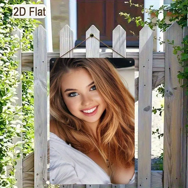 2D Metal Sign, Gold Hair Beauty Smile Modern Wall Art, Iron Metal Plate 8x12 Inch for Living Room Bedroom Indoor Outdoor Deco