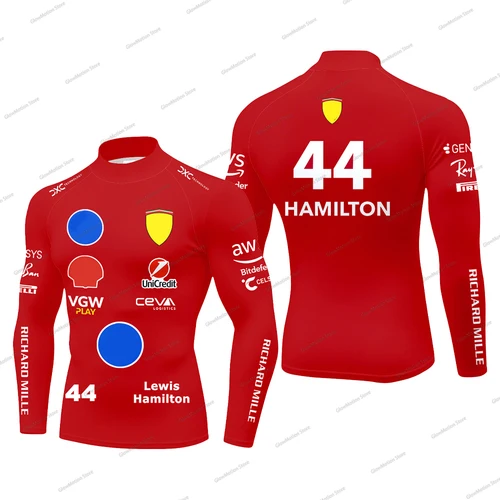 Hamilton 44 Camiseta de compresión con cuello simulado para hombres, deportes al aire libre, carreras, Top de secado rápido, camiseta elástica de manga larga Charles Leclerc 16