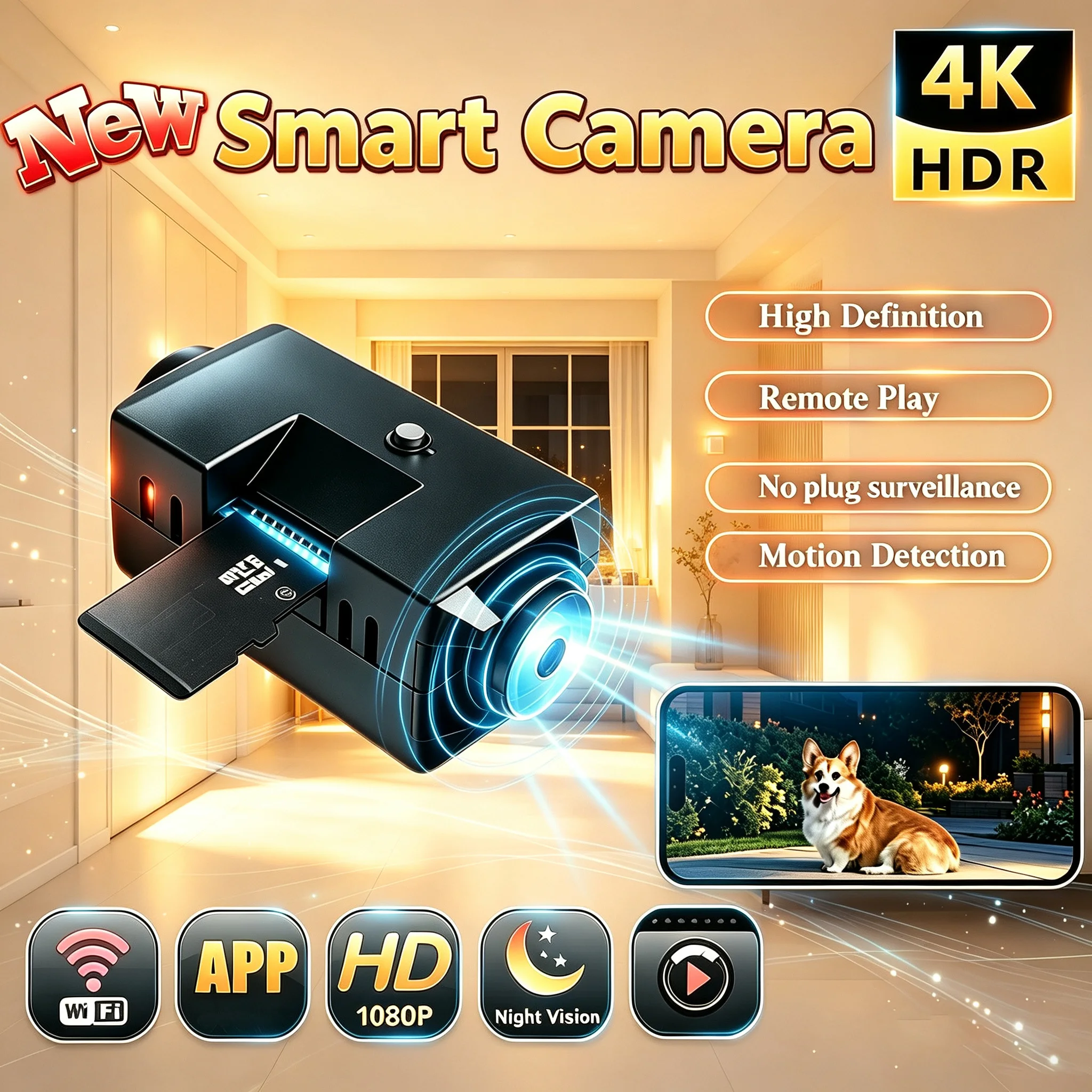 HD Mini Camera Night Vision Lightweight Portable Premium Cams Motion Detection Wireless Surveillance Camera Home Safety Security