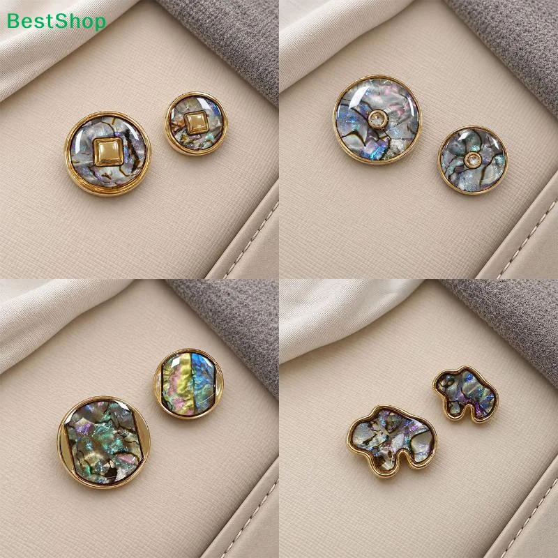 Abalone Shell Gold Trim Sewing Buttons Glossy Surface Durable Build For Coat Blazer DIY Sewing Craft Projects