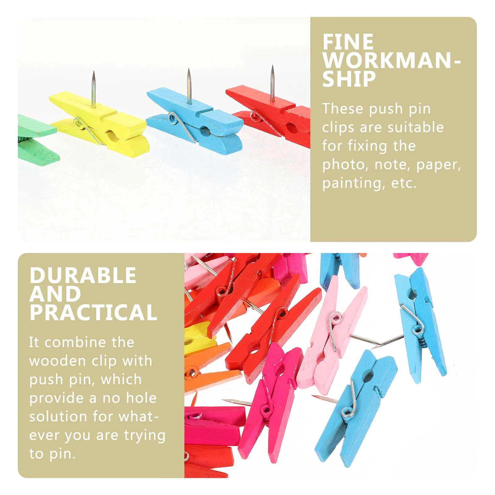 

30Pcs Multipurpose Pushpin Clips Wood Thumbtack for Picture Clamps Bulletin Board Pin Holders Classroom Decor Photo Fixing Clamp