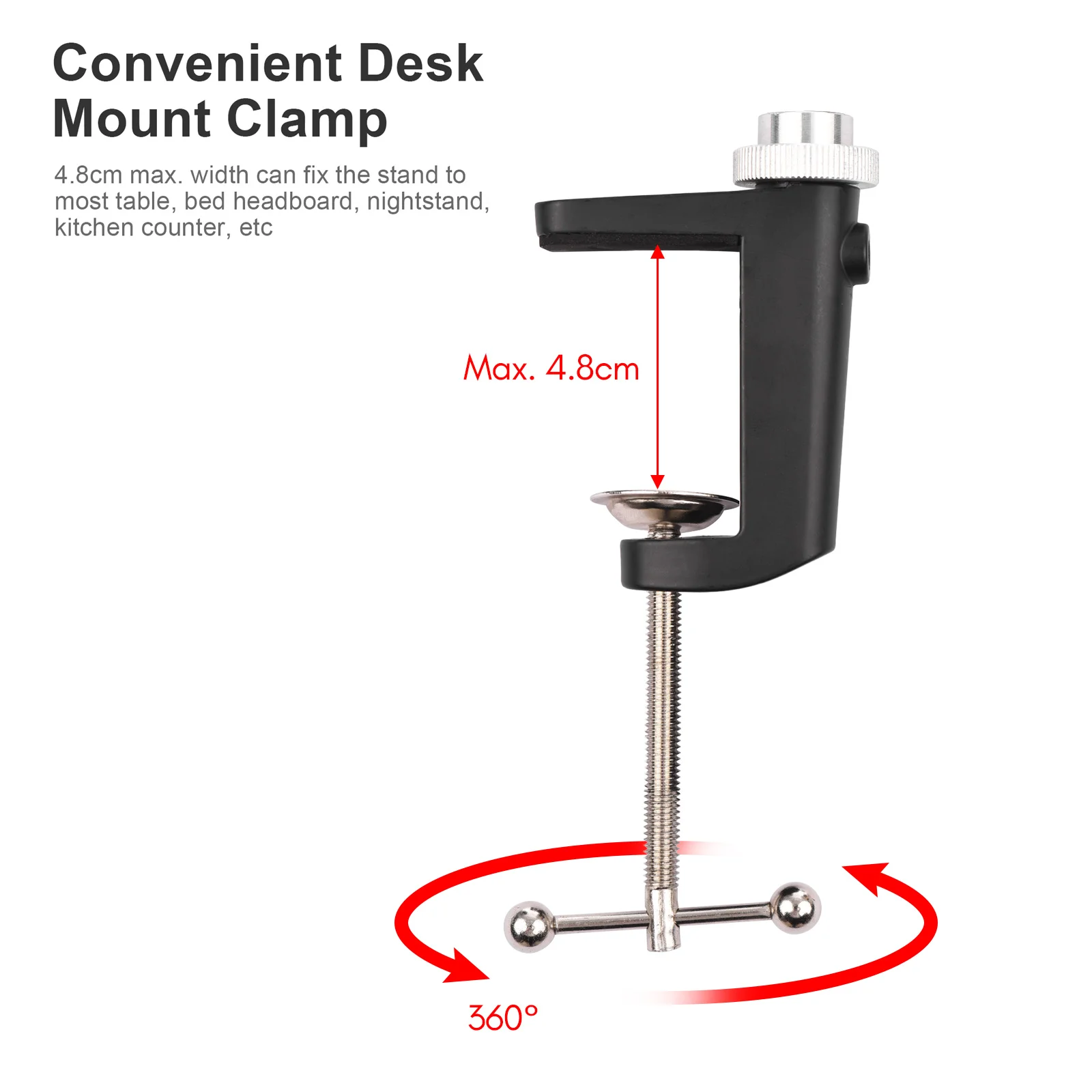 Andoer ST-01 Flexible Foldable Desk Mount Stand Metal Bracket with 1/4 Inch Screw Ballhead Adapter 3kg Load Capacity for Fill