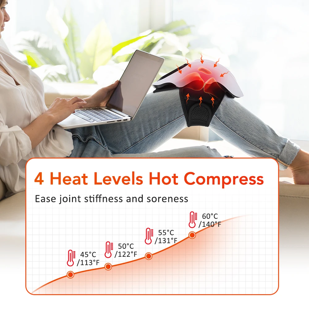 Smart Knee Massager Hot Compress Vibration Knee Massage Machine Electric Elbow Shoulder Knee masajeador With Red Infrared Light