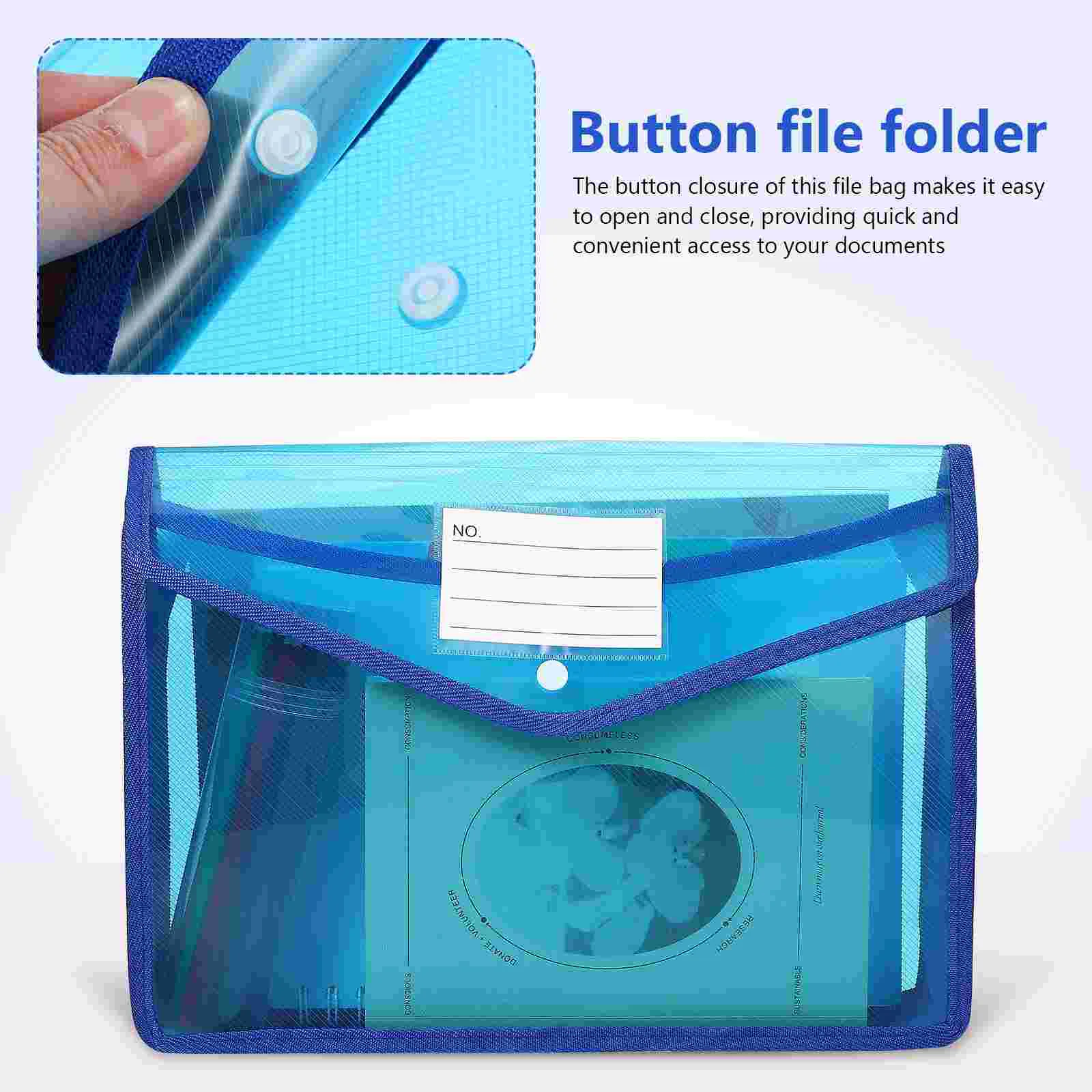 7 Pcs Folders Document Bag Button File Envelopes Organizer Wallet Letter 3350X2500X100CM Expandable Size Travel