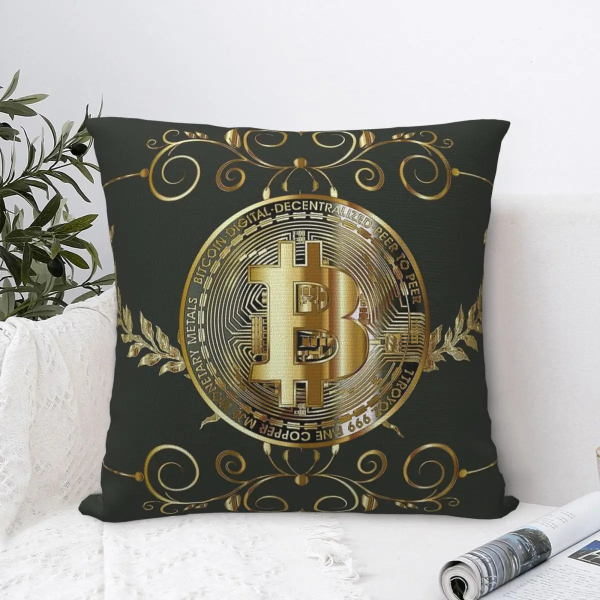 Bitcoin Gold Coin Pillowcase Polyester Cushion Cover Gift Crypto Ethereum Btc Blockchain Pillow Case Cover Home Drop Shipping