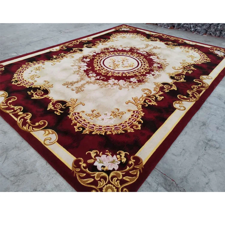 Soft Wool Custom Design Tufted Hand Carve Large Size Area Rug Persian 3D Floral Pattern Round Carpet