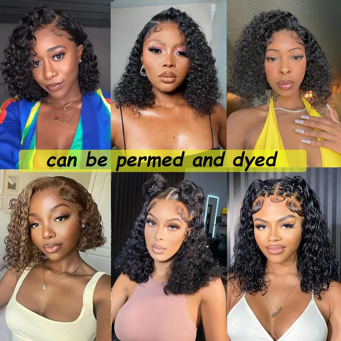 Wear Go Glueless Bob Wig Water Wave Human Hair Wigs Preplucked Human Wigs13x4 Lace Front Closure Bob Wig Middle part Curly Wig