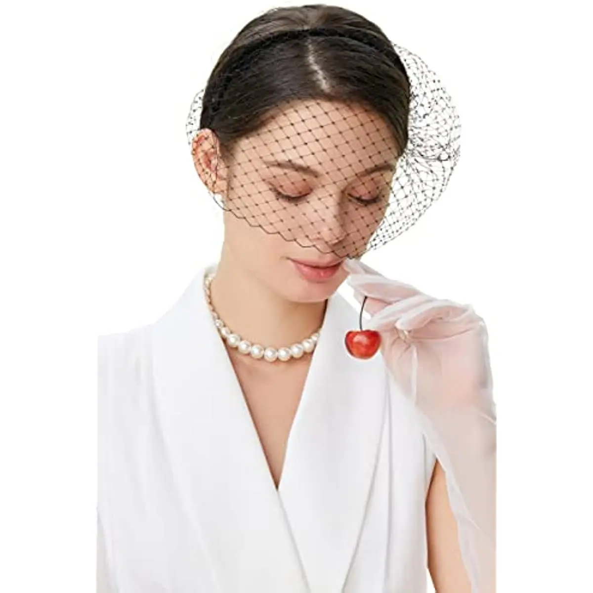 1920s Flapper Fascinator Mesh Veil Women Net Veils Headwear Headband Bridal Wedding Tea Party Fascinator Veil for Women