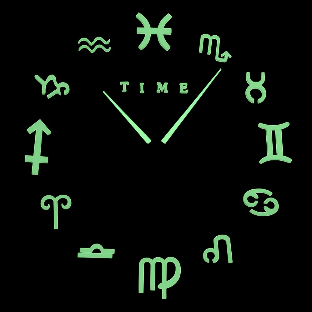 Frameless Diy Wall Mute Clock 3d Mirror Sticker Home Decor Wall Mute Clock 12-hour Display Wall Clock With Time Constellation