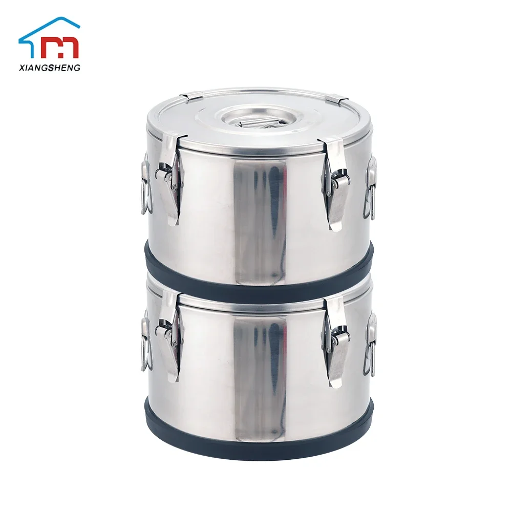 Xiangsheng Commercial Kitchen Stainless Steel Insulated Bucket Stackable Barrel With Rubber Bottom And Flat Lid