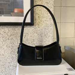 High Quality Classic Black Minimalist Underarm Bag 2024 New Women's PU Magnetic Buckle Zipper Crossbody Bag Elegant Handbag Tide