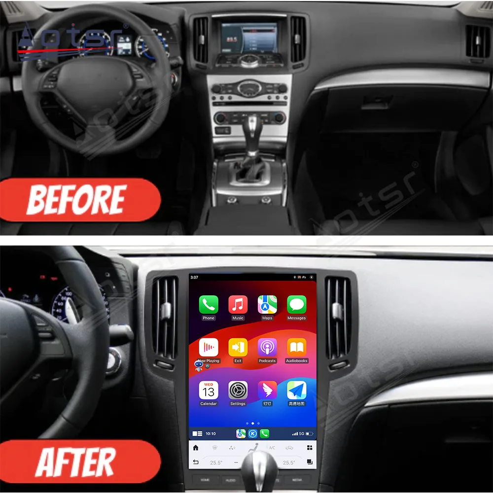 14.5 بوصة أندرويد 13 CarPlay راديو السيارة لإنفينيتي G37 2013-2017 شاشة تعمل باللمس مشغل وسائط متعددة نظام تحديد المواقع والملاحة رئيس وحدة DSP