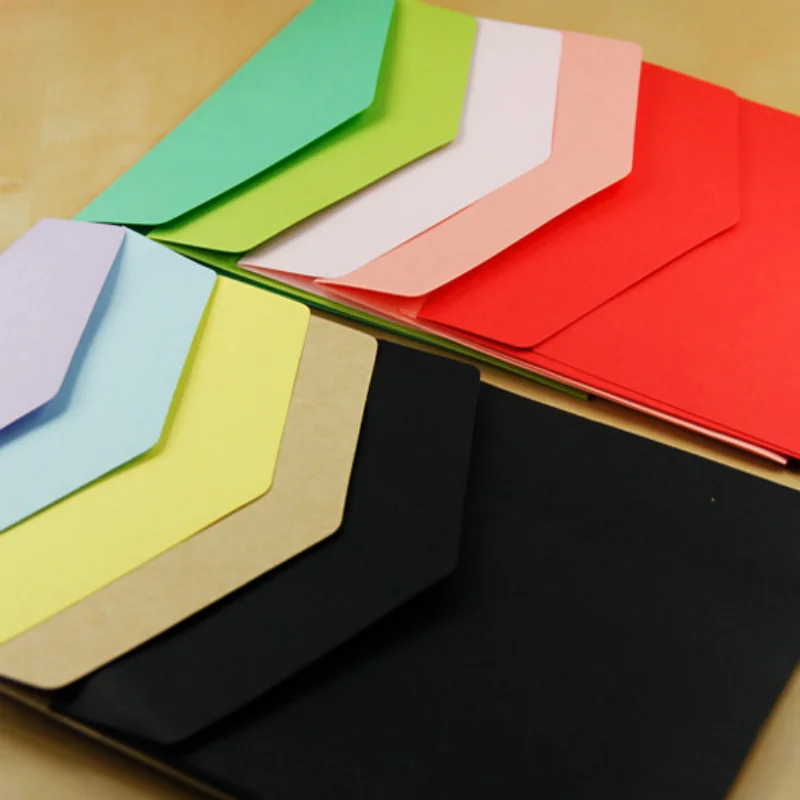 Colorful Kraft Square Envelopes for Bank Card, Membership Card, Wedding Party Invitation, 50 PCs/Lot