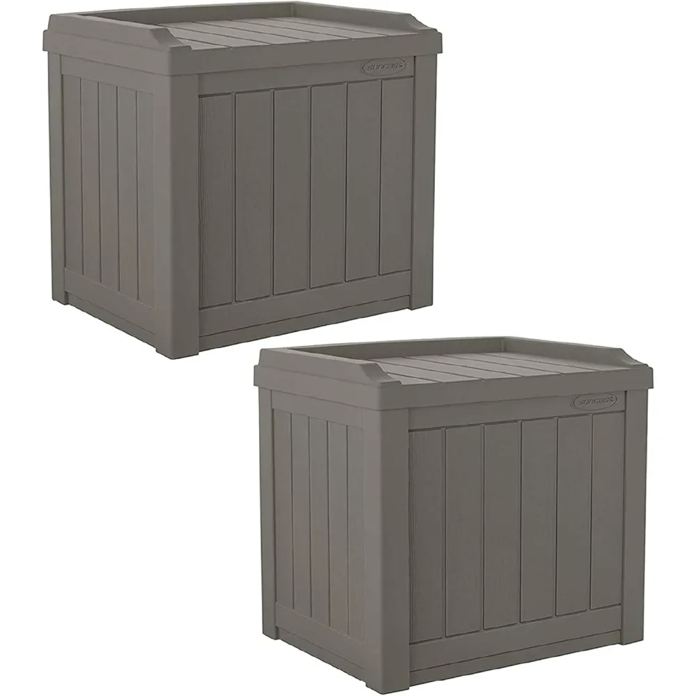 

2 Pack 22 Gallon Indoor or Outdoor Backyard Patio Small Storage Deck Box with Attractive Bench Seat and Reinforced Lid
