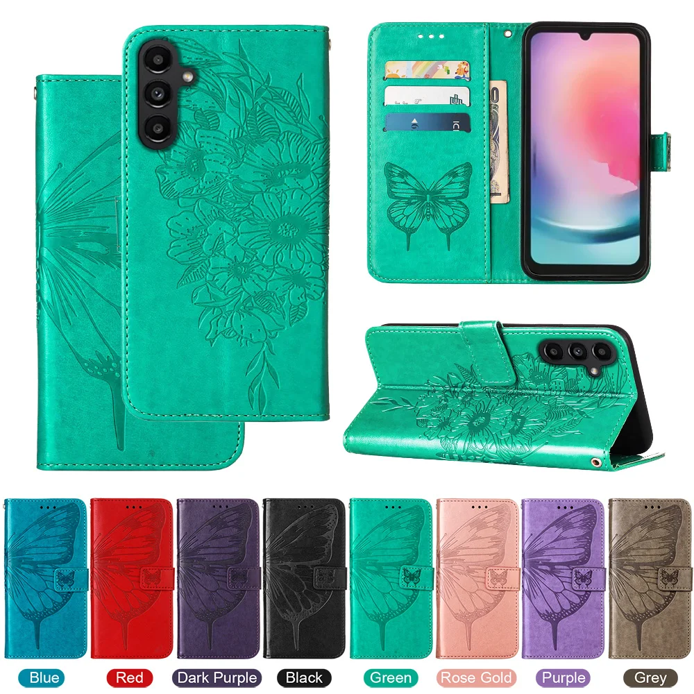 OPPO A80 5G Phone Case Leather Flip Wallet Butterfly Case For OPPO A3 Pro 5g CPH2639 Card Slots Holder Protect Cover Fundas