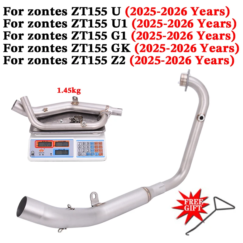 

Motorcycle Exhaust Escape Front Link Pipe Connecting 51mm Muffler Slip On For Zontes ZT155 Zt155 ZT 155 U U1 G1 GK Z2 2025 2026