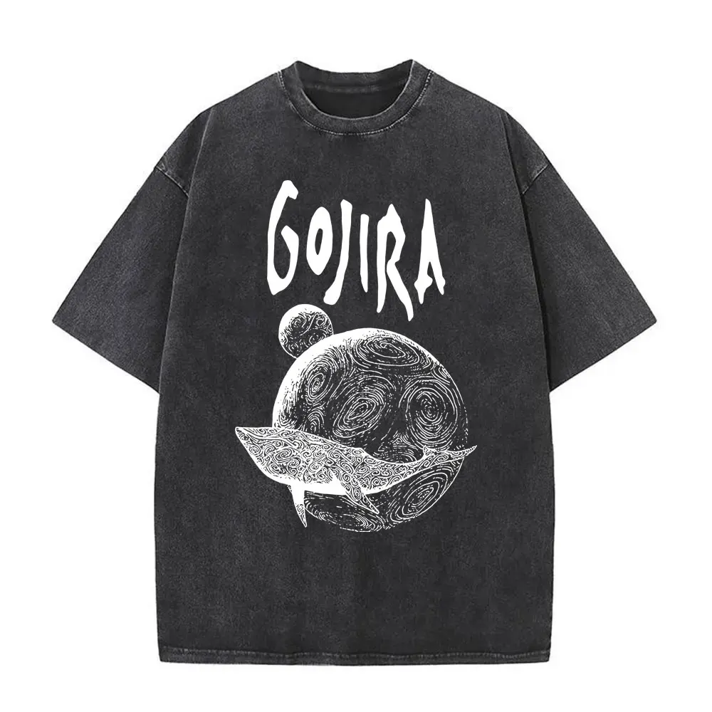 

Washed Vintage French Metal Band Gojira The Flesh Alive Album Cover T-shirt Men Women Rock Oversized Tshirt Mens Casual T Shirts