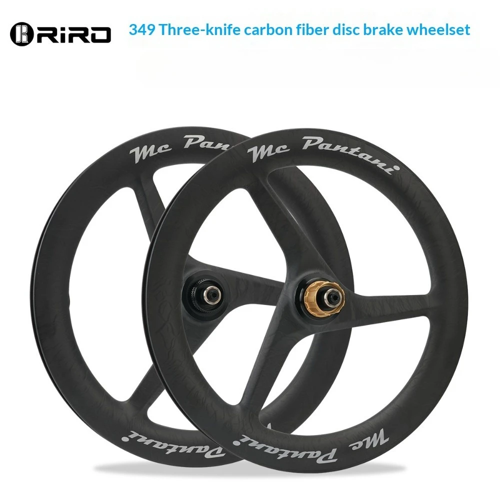 Carbon Fiber 3-Spoke Center-Lock Disc Brake Wheel Set for Brompton Folding Bike Modified Wheels Bicycle Replacement Parts