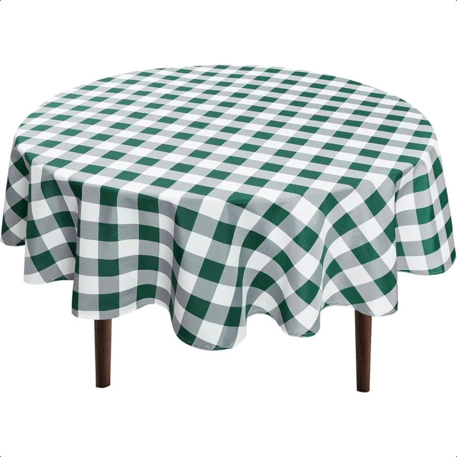 

Checkered Round Tablecloth 90 Inch for Waterproof Stain and Wrinkle Resistant Washable Fabric Table Cloth for Dining Room Party