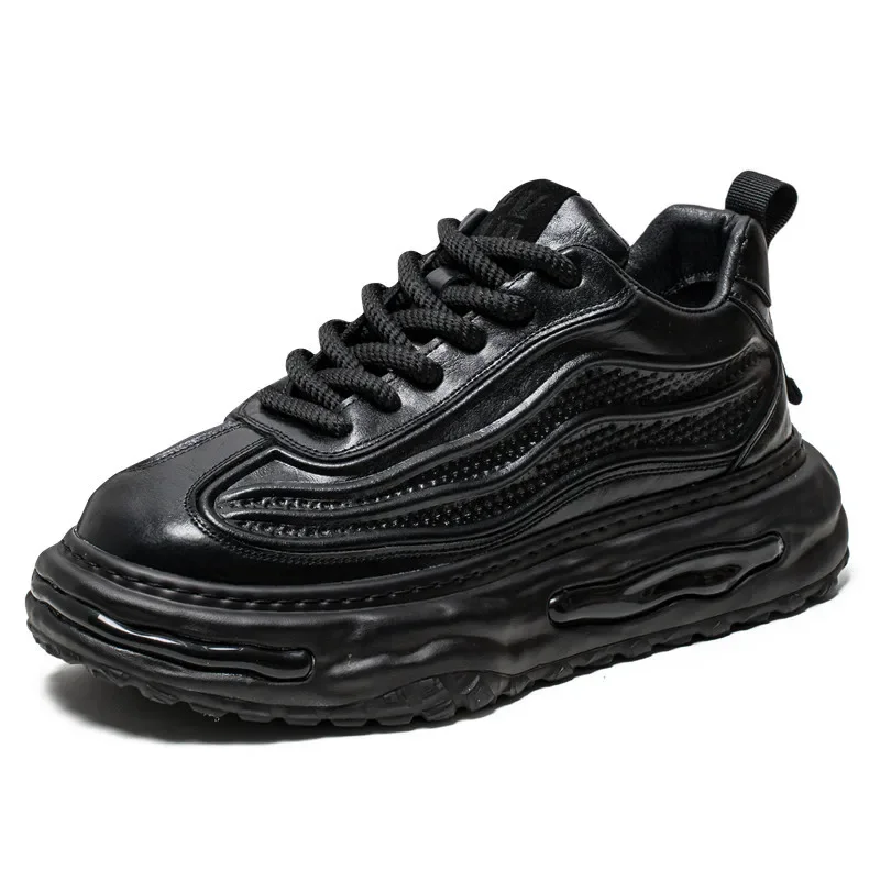 الربيع والخريف جديد فاخر الرجال أحذية رياضية كاجوال سميكة سوليد زيادة الراحة لينة سوليد احذية الجري Zapatos Para Hombres