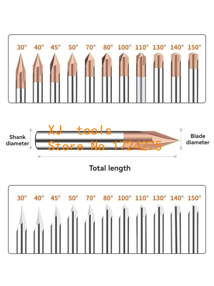 Chamfer End Mill 30 40 50 60 80 90 100 120 130 140 150 Degrees Carbide Chamfering Cutter Countersink Router Bit CNC Machine Mill