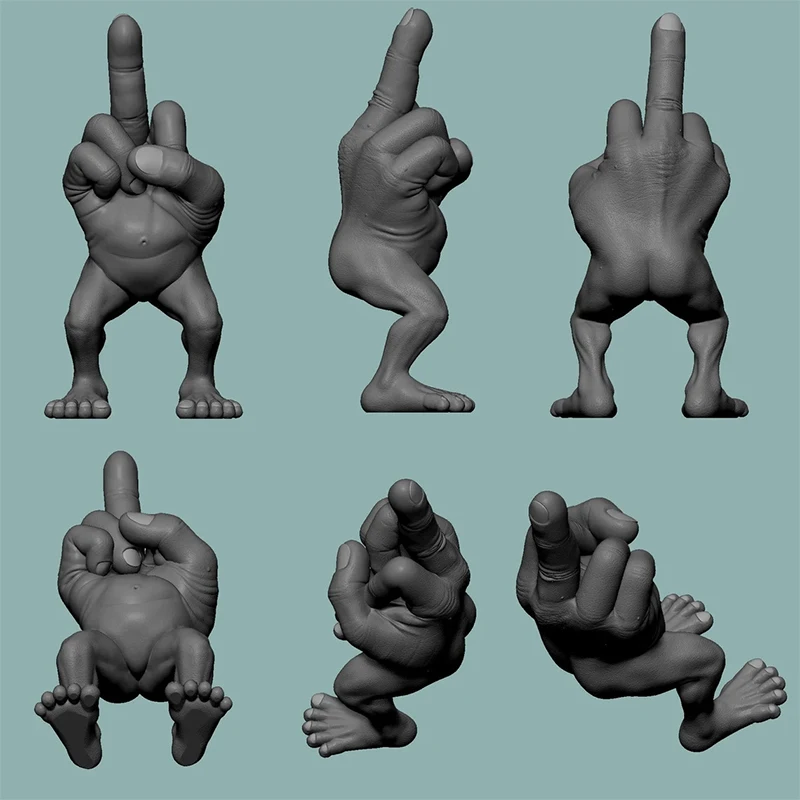 Middle Finger Figure With Legs Office Desk Funny Hand Gesture Resin Figurine Creative Home Ornaments Gift Room Decor