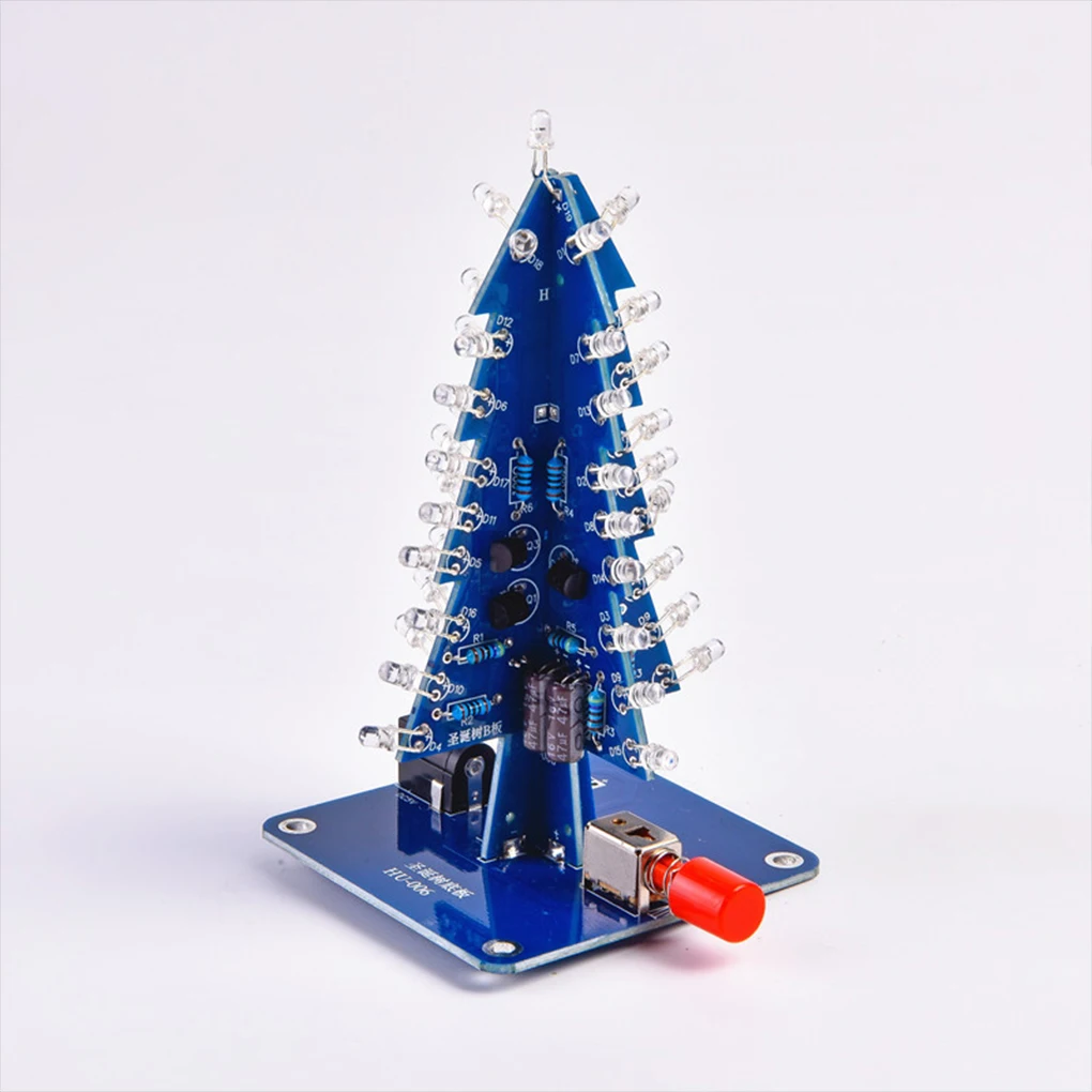 3D DIY Christmas Tree Soldering Practice Colorful LED Flashing LED RGB Electronic Science Assemble Kit DIY Christmas Trees